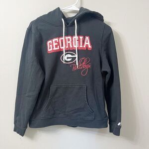 Georgia Bulldogs NCAA Hoodie Large 12 Russell Athletic Women Fleece Jacket Black